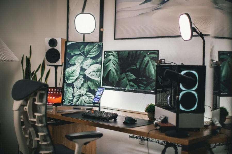 Home office desk laptop budget setup