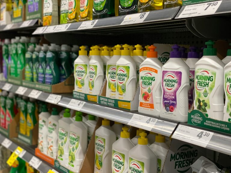 Discount store aisle household products