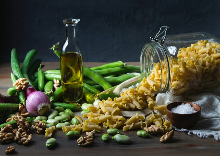 Budget home cooking ingredients vegetables beans pasta
