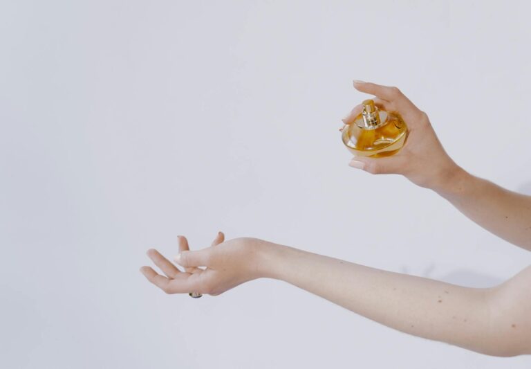 Perfume bottles hands