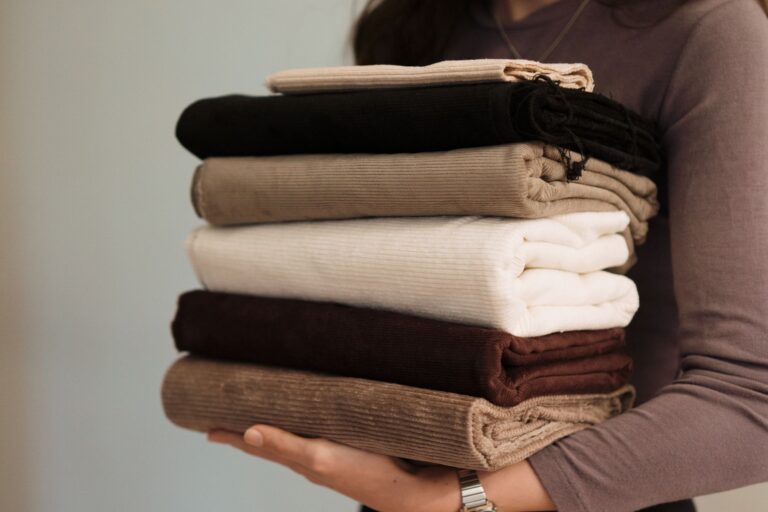 Folded wool scarves