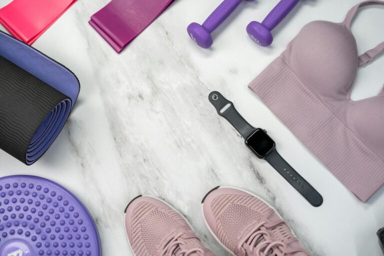 Resistance bands yoga mat dumbbells small home gym