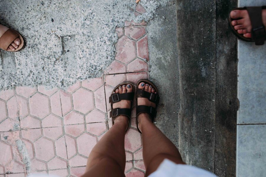 Summer sandals pavement