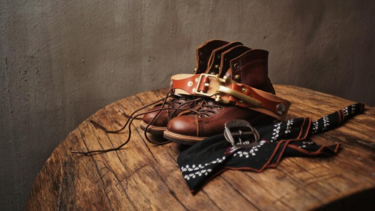 Leather belts wooden