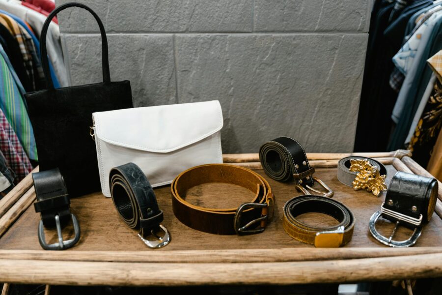 Leather belts wooden