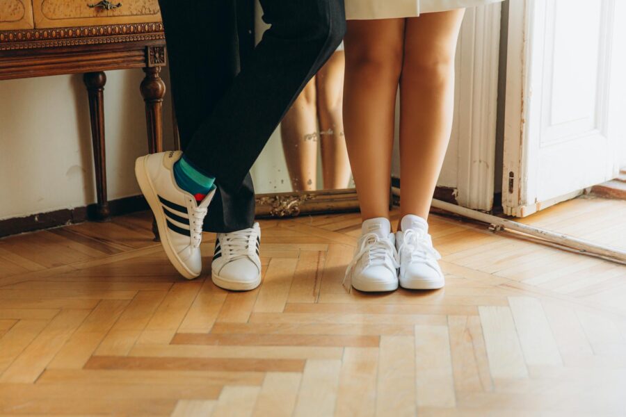 White leather sneakers