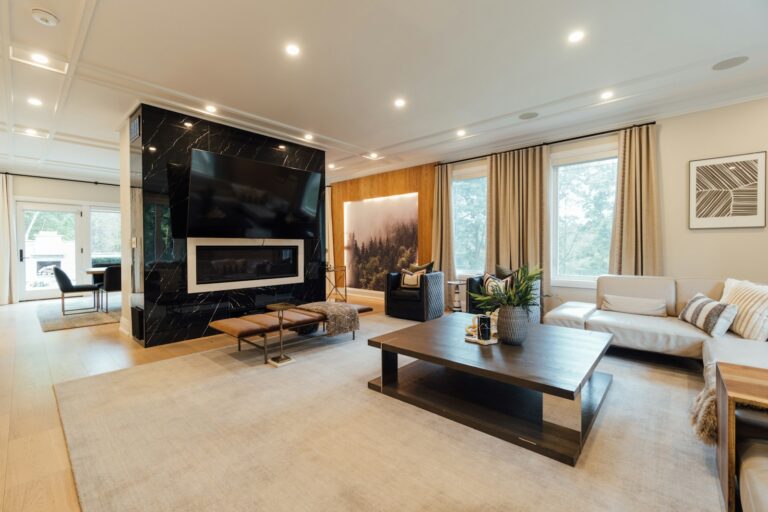 Living room wool rug sofa coffee table