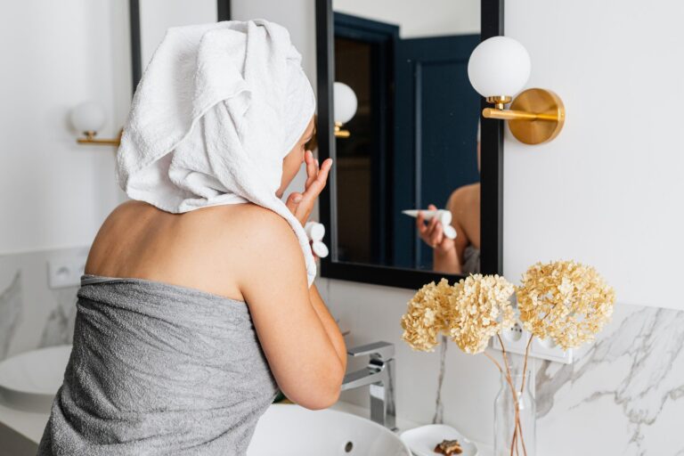 Woman applying body