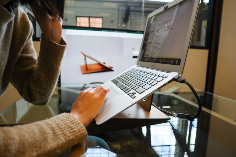 Student using laptop