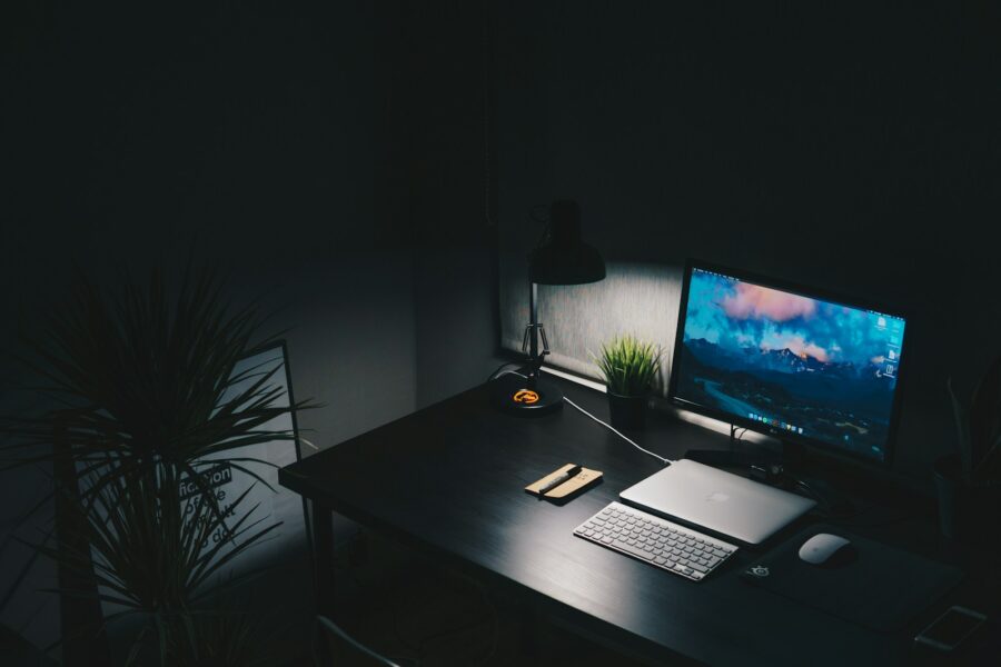 Laptop desk setup