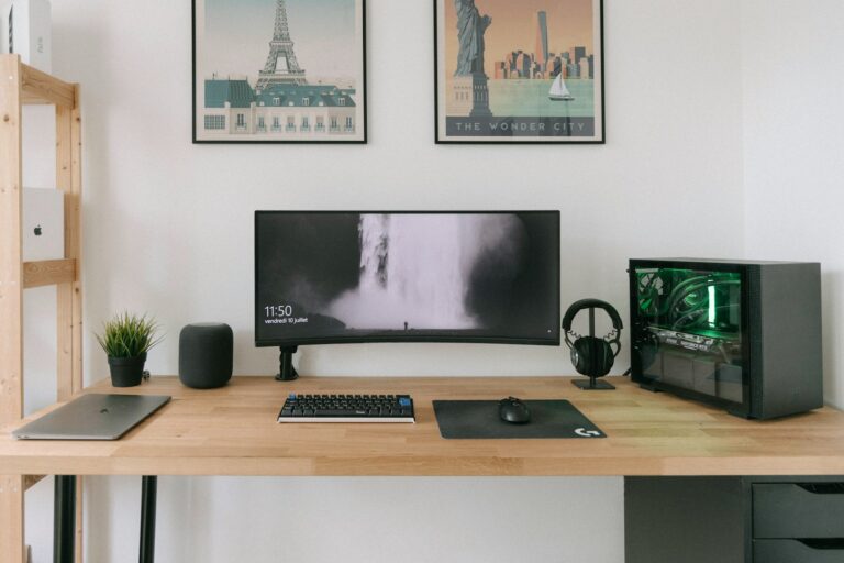 Laptop desk setup
