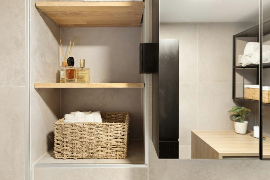 Small organized bathroom