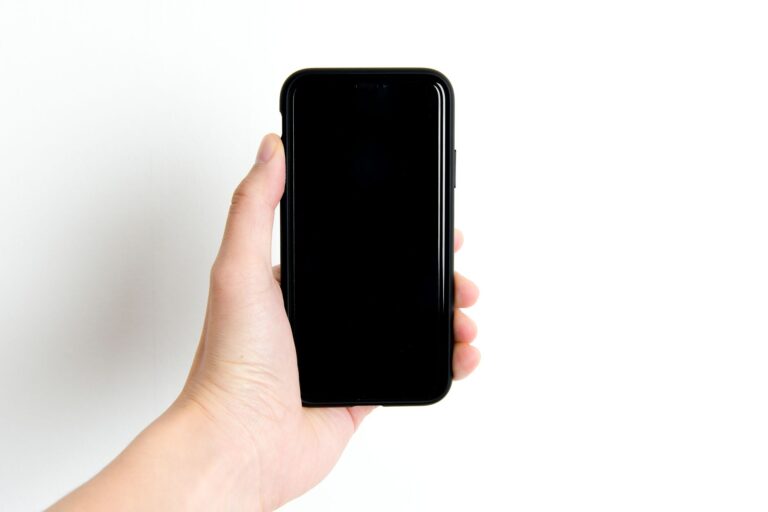Hand holding smartphone