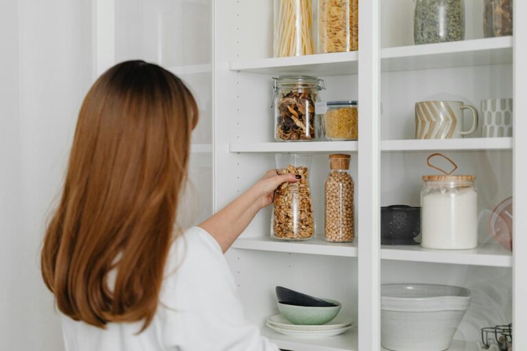 Small pantry shelves clear containers jars baskets