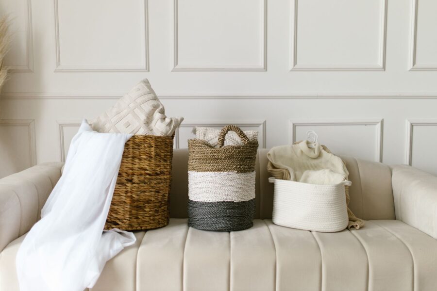 Woven storage baskets