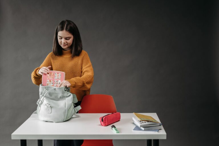 Student backpack desk