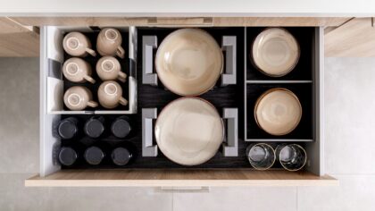 Drawer dividers and inserts that keep everyday essentials in easy reach