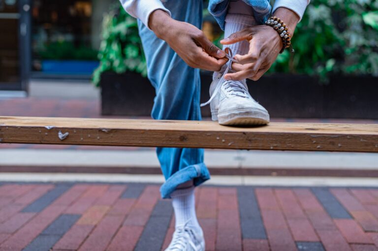 Person lacing white