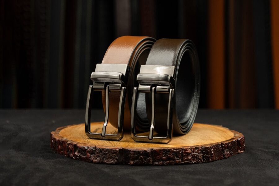 Leather belts wooden