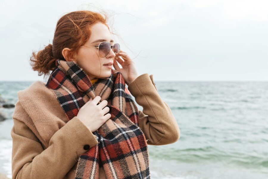 Woman wearing scarf
