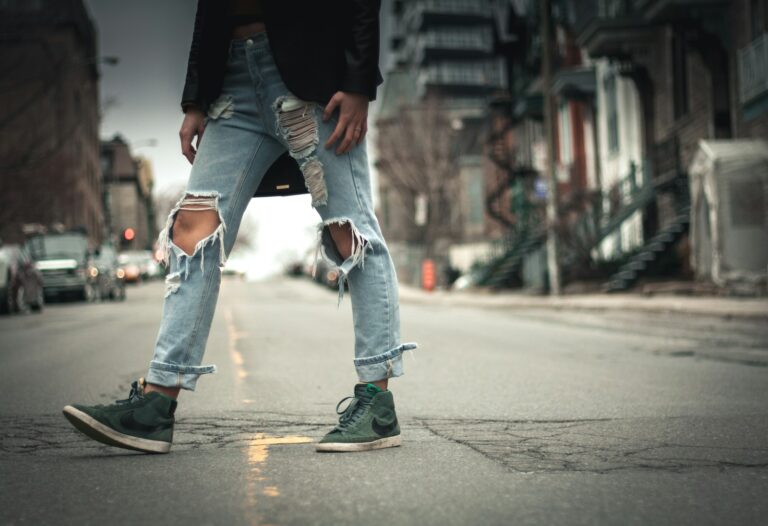 Neutral sneakers person